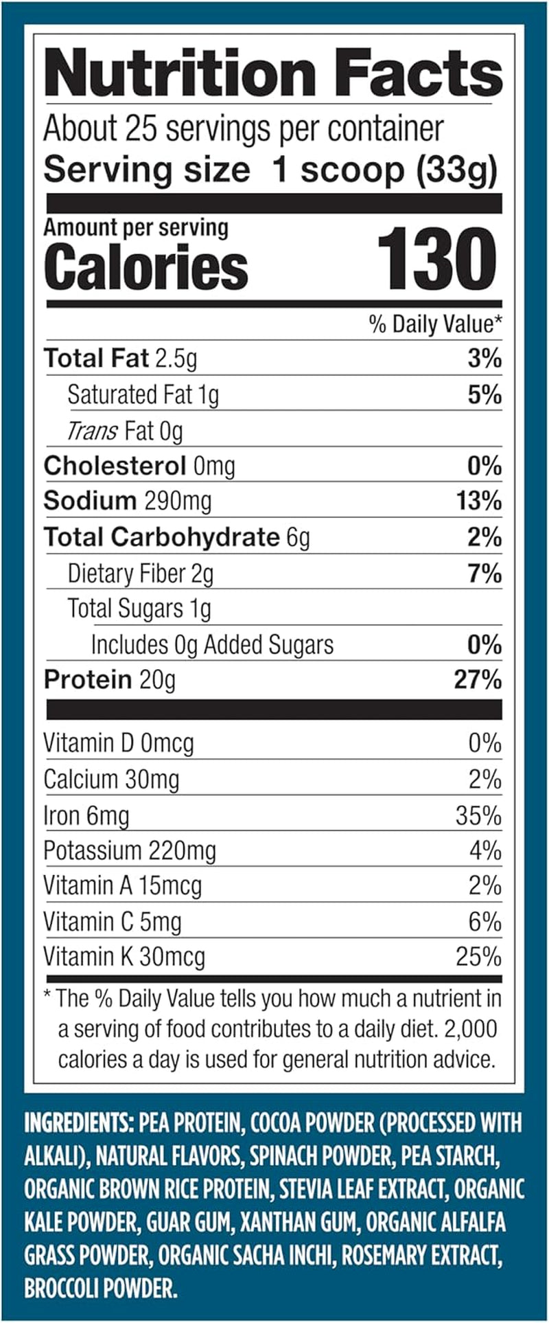 Protein and Greens Protein Powder, Chocolate - 20G Plant Based Protein plus Veggies, n, Non GMO, Pea Protein for Women and Men, 1Lbs (Packaging May Vary)
