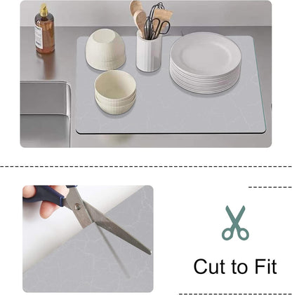 Coffee Bar Mat under Coffee Maker,19Inx12In Coffee Tray Mat under Coffee Machine,None Skid Mat for Coffee Pots,Under Appliance Mats,Silicone Hot Mats for Coffee Machines,Coffee Dish Drying Mat,Grey