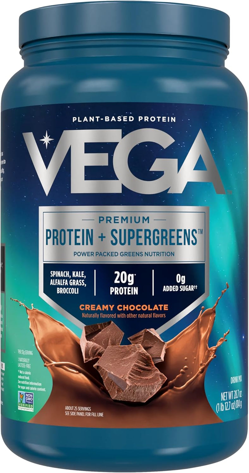 Protein and Greens Protein Powder, Chocolate - 20G Plant Based Protein plus Veggies, n, Non GMO, Pea Protein for Women and Men, 1Lbs (Packaging May Vary)