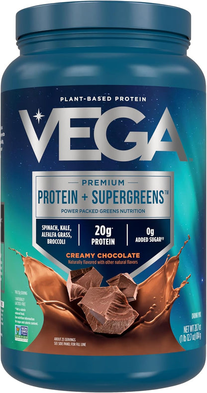 Protein and Greens Protein Powder, Chocolate - 20G Plant Based Protein plus Veggies, n, Non GMO, Pea Protein for Women and Men, 1Lbs (Packaging May Vary)
