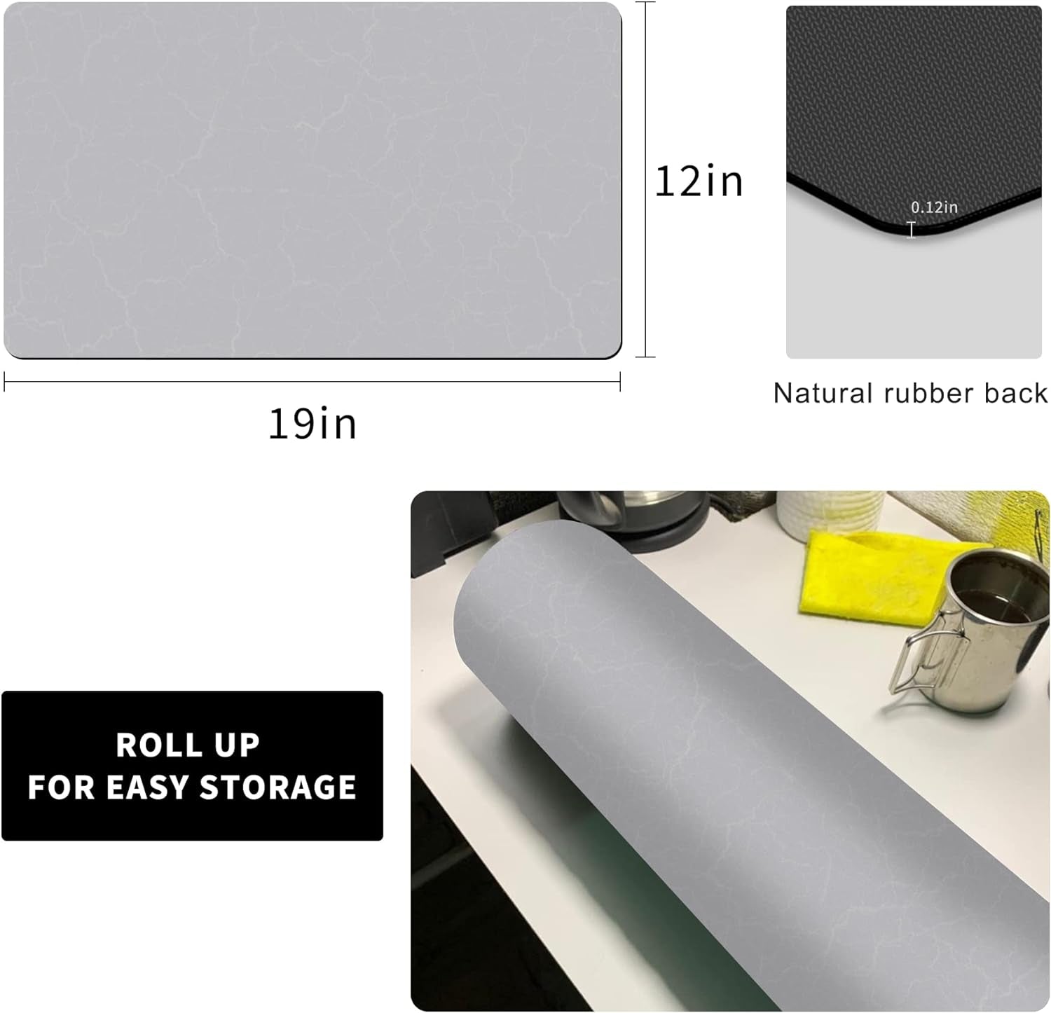 Coffee Bar Mat under Coffee Maker,19Inx12In Coffee Tray Mat under Coffee Machine,None Skid Mat for Coffee Pots,Under Appliance Mats,Silicone Hot Mats for Coffee Machines,Coffee Dish Drying Mat,Grey