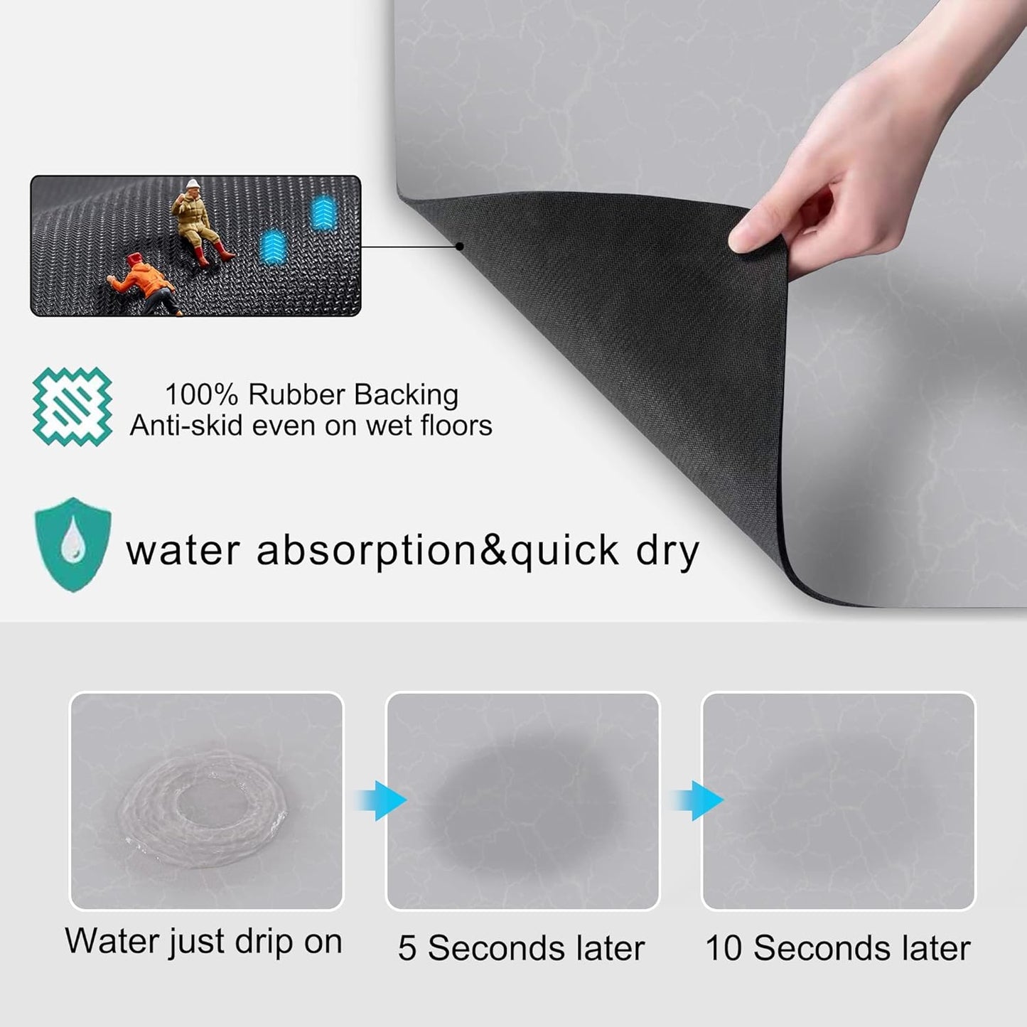 Coffee Bar Mat under Coffee Maker,19Inx12In Coffee Tray Mat under Coffee Machine,None Skid Mat for Coffee Pots,Under Appliance Mats,Silicone Hot Mats for Coffee Machines,Coffee Dish Drying Mat,Grey