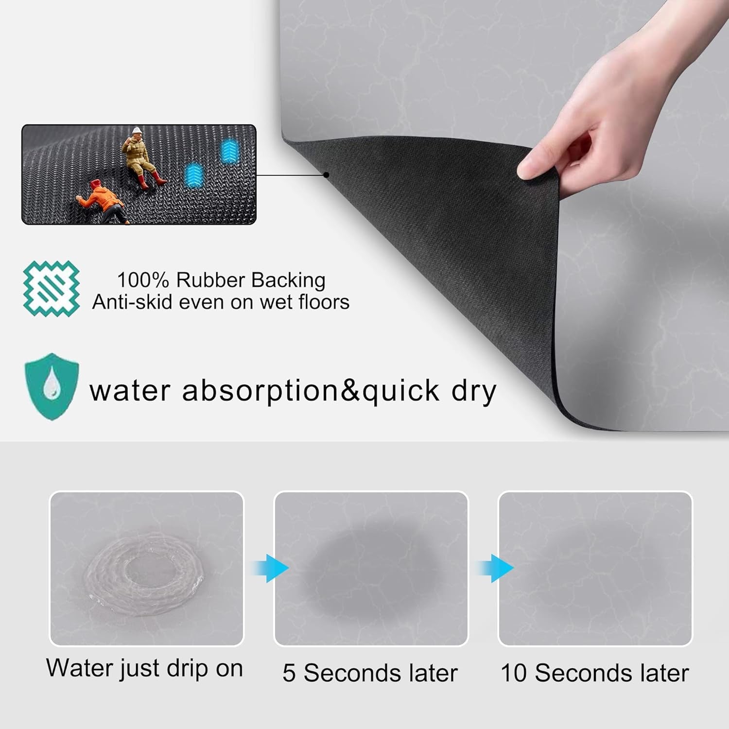 Coffee Bar Mat under Coffee Maker,19Inx12In Coffee Tray Mat under Coffee Machine,None Skid Mat for Coffee Pots,Under Appliance Mats,Silicone Hot Mats for Coffee Machines,Coffee Dish Drying Mat,Grey