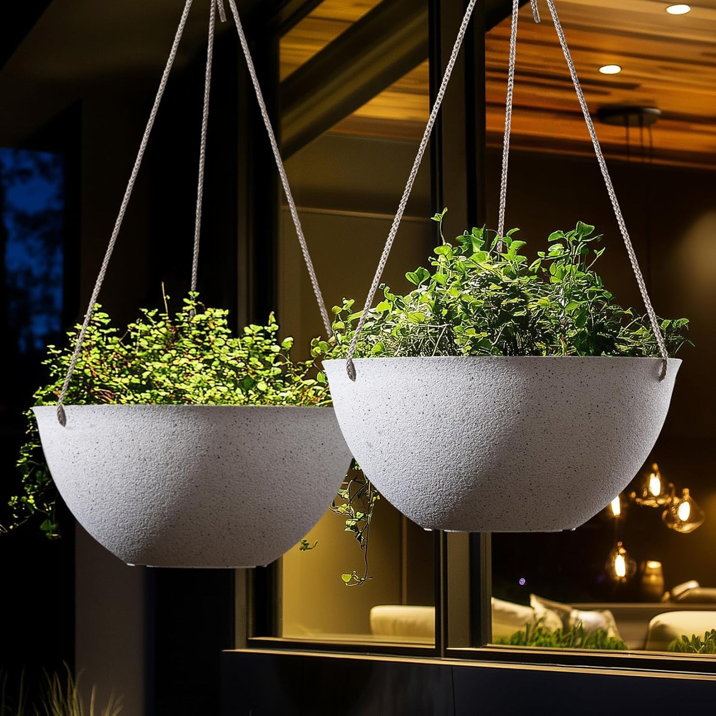 Large Hanging Planters for Indoor Plants,Speckled White Hanging Flower Pots(13.2 Inch,Set of 2)